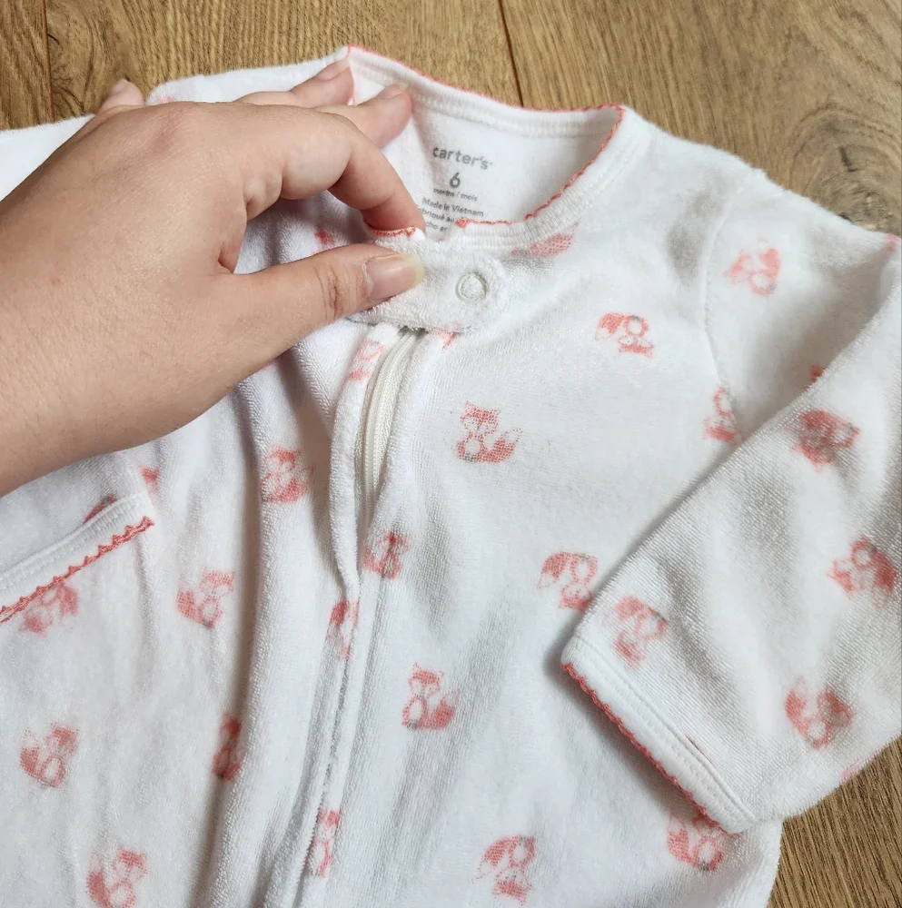 6m Carter's Terry Cloth fox Footies